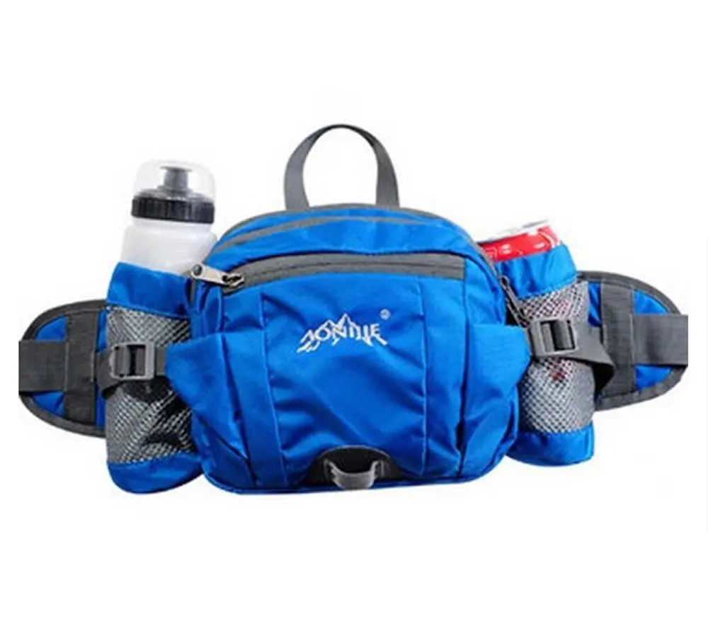 Multifunctional Waist Pack Lumbar Pack with Water Bottle Holder Blue