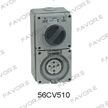 

10A three phase 5 round pin combination switch & socket 56CV510