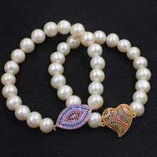 Пресноводный жемчуг рядом с круглым 10-11 мм браслет 7.5 дюйма бусы природа ручной работы