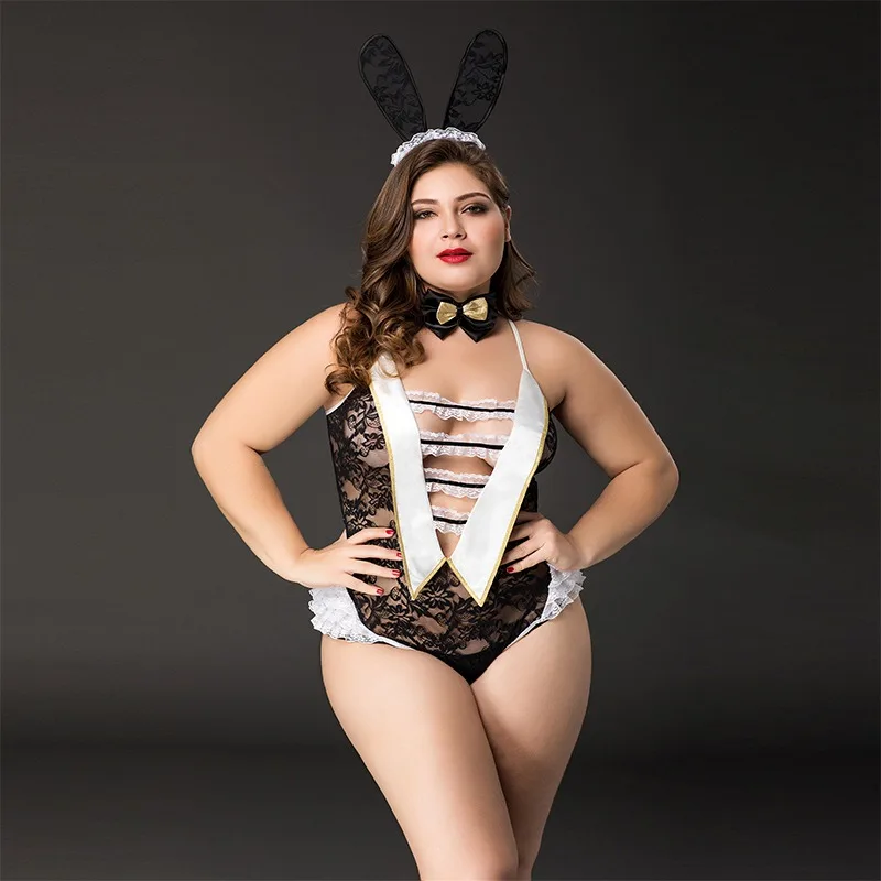 Plus Size Bunny Girl Cosplay Costumes Adult Women Sexy Lingerie Erotic Fancy Big Size Rabbit