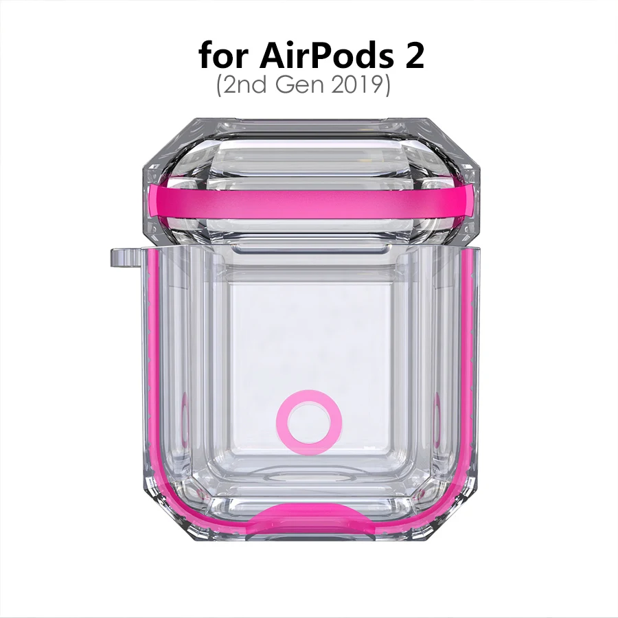 IQD для Apple AirPods чехол для зарядки 2nd Gen 1st прозрачный жесткий ТПУ Бампер защитный чехол кожа Прозрачный ударопрочный мягкий пластик - Цвет: (2nd Gen) Rose Red