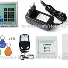 12 кГц RFID Управление доступом клавиатура брелок+ блок питания+ беспроводной пульт дистанционного управления Лер+ 12В дверной звонок для двери контроля доступа