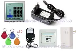 12 кГц RFID Управление доступом клавиатура брелок + питание + Беспроводной удаленного Управление Лер + 12 В дверной звонок для двери Управление