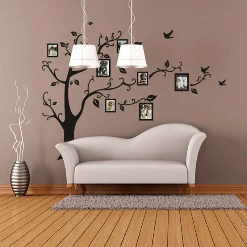 3D negro foto de familia marco árbol Pegatinas de pared casa decoración sala de etiqueta engomada Mural de la pared calcomanías lápiz DIY decoración de la habitación