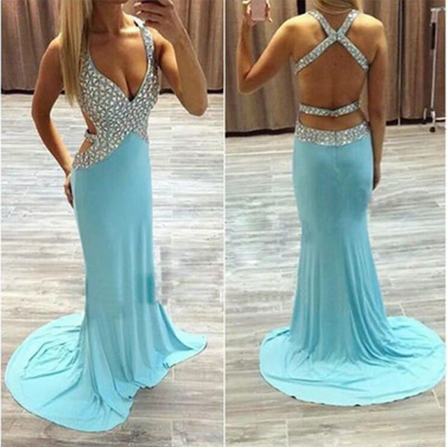 Light Blue Mermaid Prom Dress