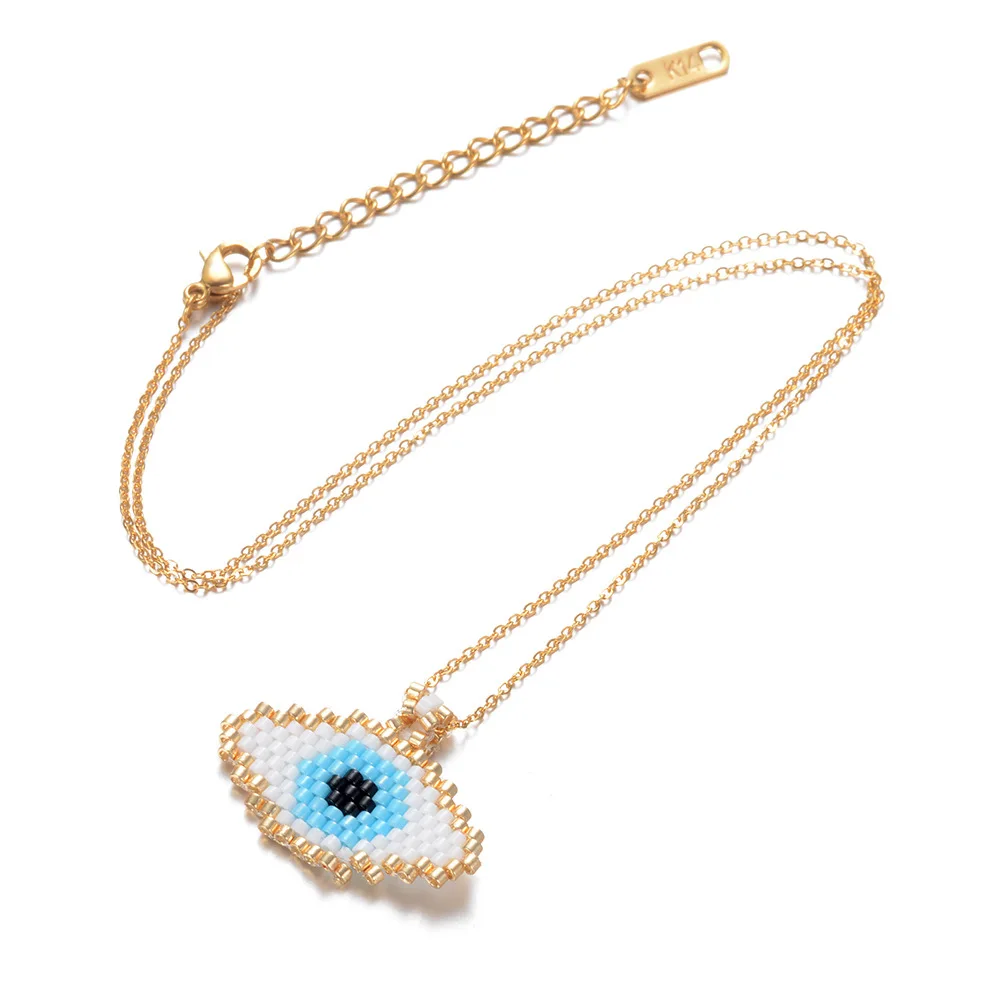 

Evil Eye Necklace MIYUKI Delica Gold Chain Necklaces Seed Beads 2019 Women Insta Fashion Jewelry Handmade Beadveaving