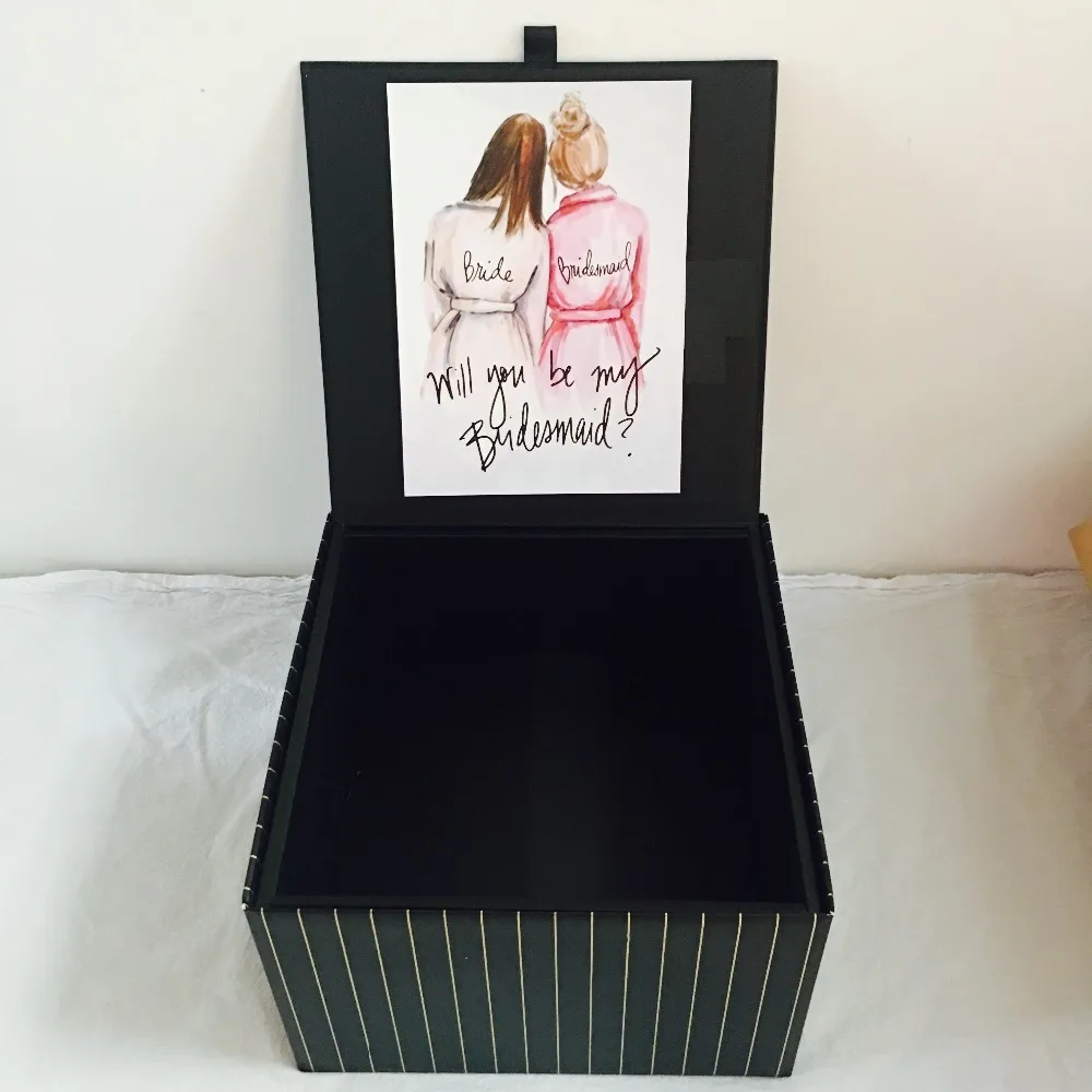 

Free Shipping 4pcs lot Pink Black Paper Wedding Birthday Party Bridesmaid Robe Slippers Fordable Gift Box