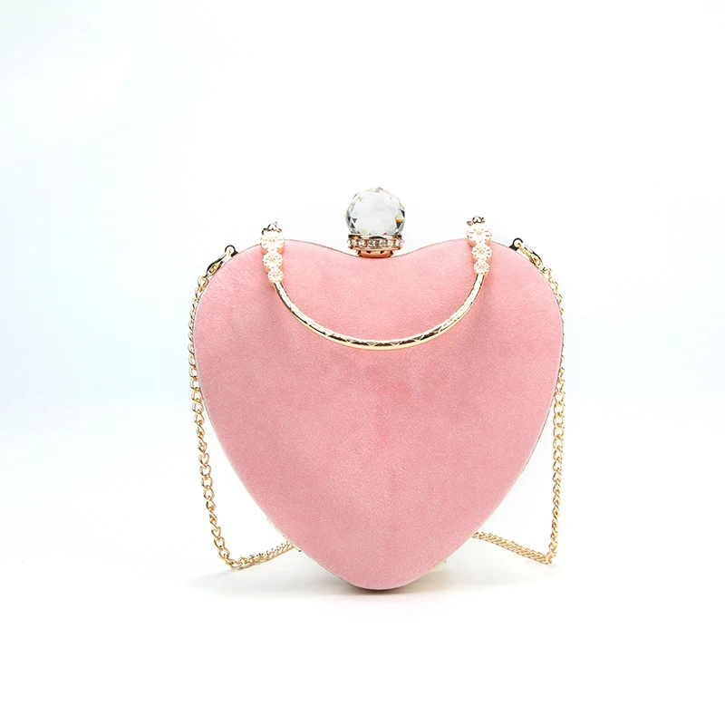 Heart Shaped Diamonds Women Evening Bags Chain Shoulder Purse Day Clutches Evening Bags For ...