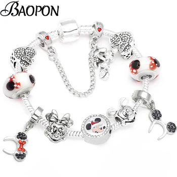

BAOPON Cute Animal Dangles Charm Bracelet With Style Crystal Beads Fine Bracelet For Women Kids Girl Gift Dropshippng