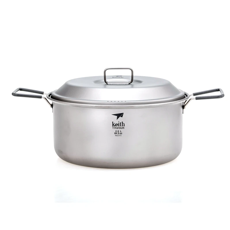 Keith 2-3 persona Camping de titanio olla mango plegable portátil al aire libre ultraligero de olla de cocina Picnic utensilios de cocina cubiertos 2.5L Ti6018