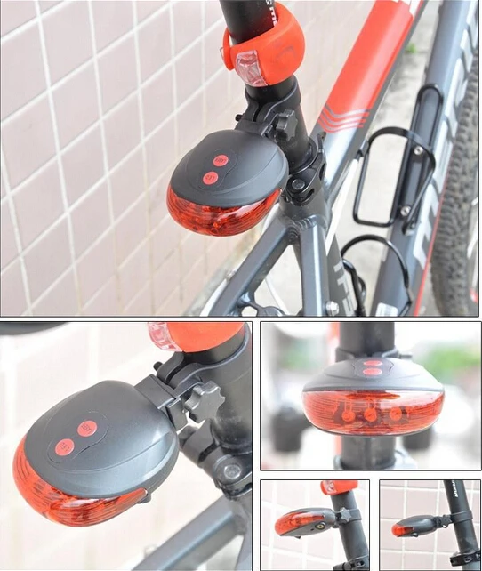 Cheap Tail light (5LED+2Laser) free shipping factory Cycling Safety Bicycle Rear Lamp Bike Laser Tail Light Bicicleta Caution TL0007 4
