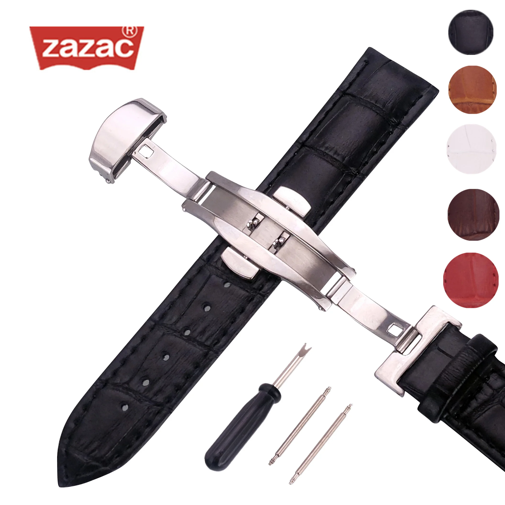Ремешок для часов Zazac из натуральной кожи розового золота с пряжкой, мягкий тонкий ремешок для часов, подходит для часов Longines 12-18 мм, 20 мм, 22 мм