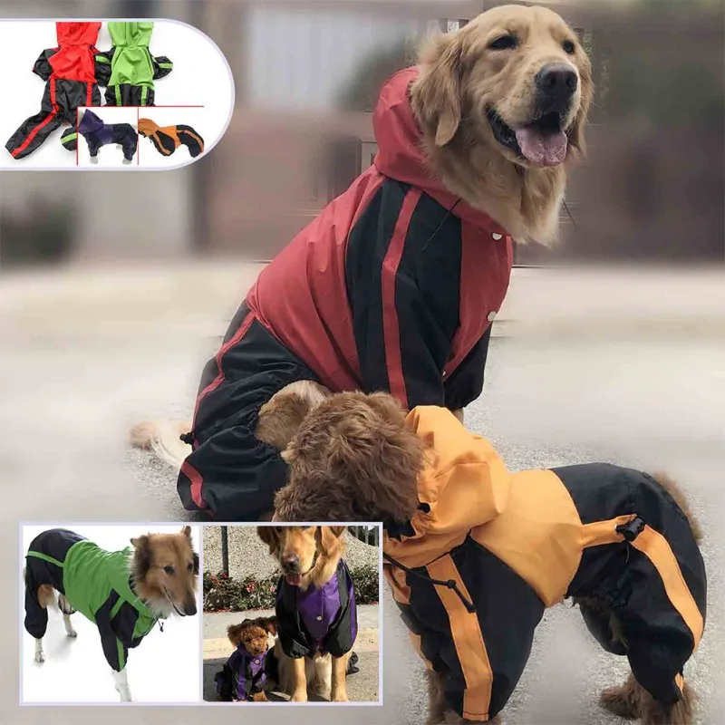 Дождевик для собак, водонепроницаемый дождевик, верхняя одежда, дождевик, куртка, 4 ноги, безопасные снежные плащи для средних и больших собак