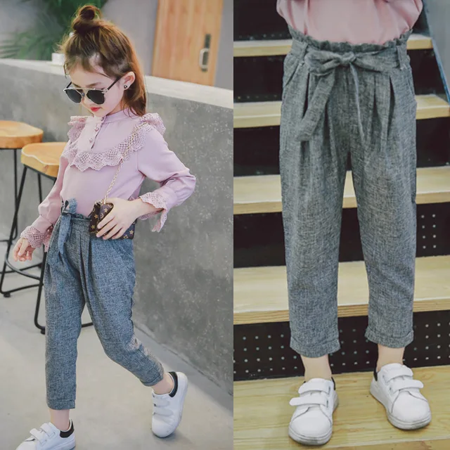 2017 New Girls Spring Summer Pants Kids Suit Pant Children Casual