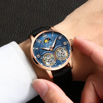 

mens luxury wristwatch Automatic mechanical leather lvyin brand man watches waterproof Citizen movement men's clocks Tourbillon