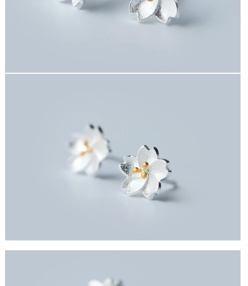 Silver Earings For Girls 925 Delicate Flower Stud Earring Sterling Silver Fashion Women Kids Child Jewelry oorbellen zilver 925 (2)