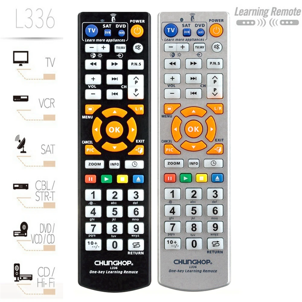 

Universal Smart Remote Control Permanent Setting UP Memory Learning Remote Controller For TV SAT DVD CBL CD One Key To learn