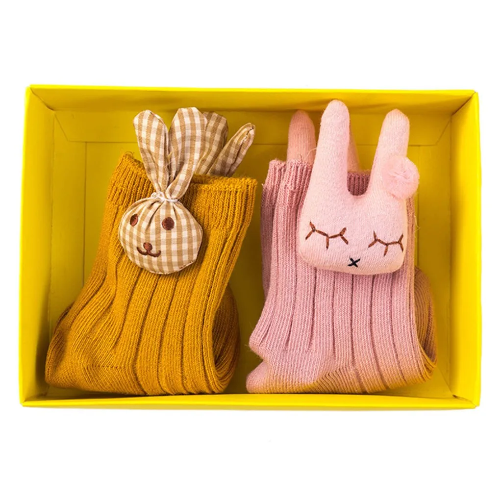 Носки-тапочки с рисунком кролика и цветочным рисунком для новорожденных мальчиков и девочек Нескользящие носки для малышей Новые носки