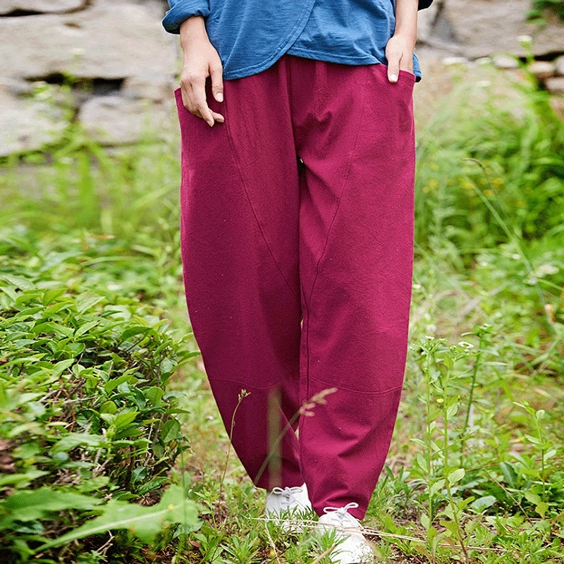 Брюки Слаксы из хлопка и льна с эластичным поясом|linen wide leg pants|wide pantstrousers loose |