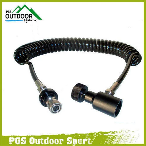 Paintball Remote Hose Coiled air line w/ Quick Disonnect & Slide Check