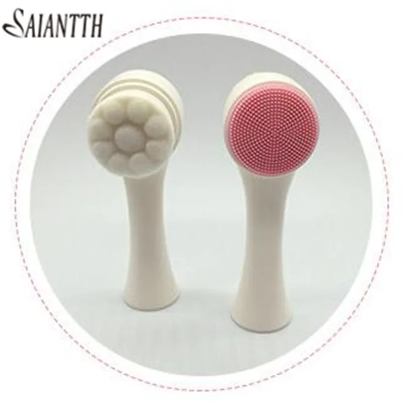 

SAIANTTH Stand-up Facial washing brush manual cleansing brushes double side silicone 3D Face Cleaning beauty tool Skin Care