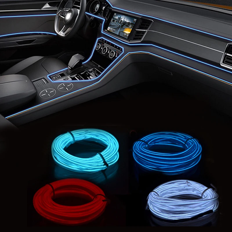 

10 Colors Flexible 5M EL Wire Neon Light Rope Tube Strip Light DC 12V Auto Car LED Atmosphere Lamp