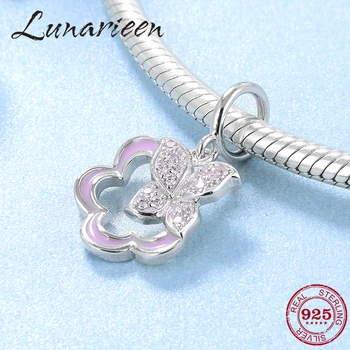 

2018 Hot 925 Sterling Silver Butterfly Love flower Pendants Charms For Jewelry making Fit Original Pandora Charm Diy Bracelet