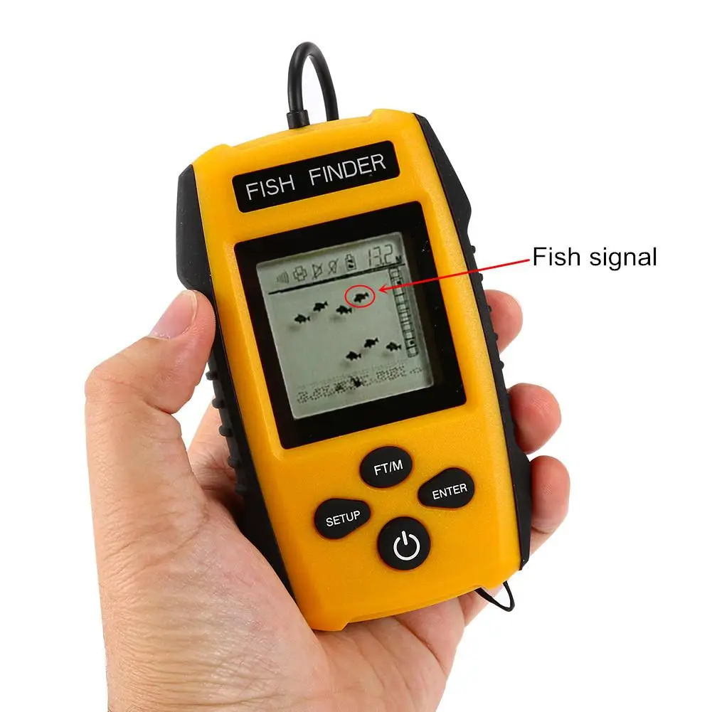 Mounchain Portable Fish Finder, Water Depth & Temperature Fishfinder with Wired Sonar Sensor