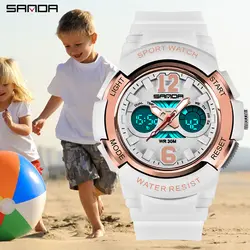Сандалии Модные Повседневные детские часы 30 м водостойкие кварцевые наручные часы спортивные детские часы Мальчики часы девочки студенты