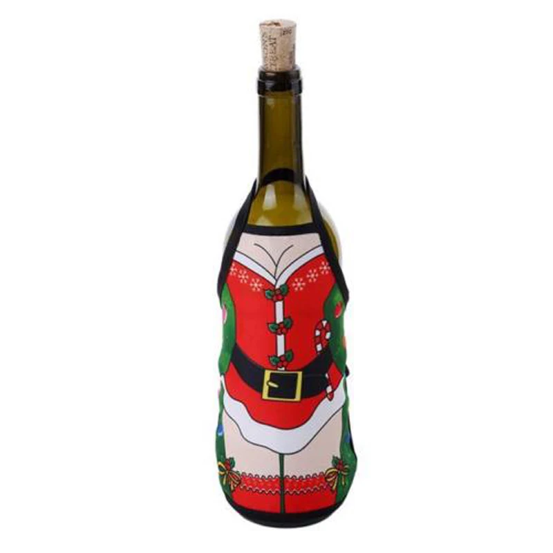 DIY Christmas Santa Wine Bottle Apron Wrap Cover Xmas Dinner Party Table Decor