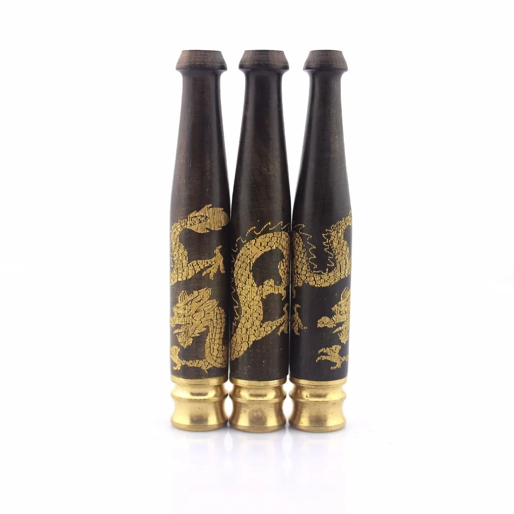 

carving smoking pipe mouthpiece ebony cigarette drip tip tobacco pipe black carved dragon wood filter mouth tip cigarette holder
