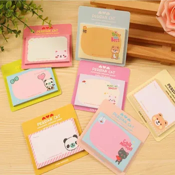 

4 pcs/lot Cat Panda Memo Pad Sticky Notes Cute Animal Post Bookmark Stationery Label Stickers School Supplies Notepad escolar