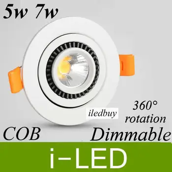 

Newest 5W 7W Dimmable Led Ceiling Downlight Cob Led recessed Spot lamp light Natural White 4000k AC90-260V 12v +Led Driver UL CE