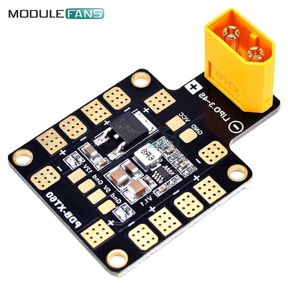 Vue détaillée du circuit imprimé 4 couches 2oz cuivre de la PDB XT60 avec BEC pour drone FPV