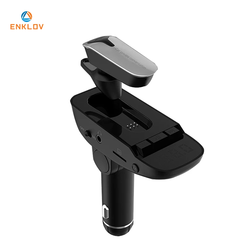 

ENKLOV ER9 Dual Usb Car Charger Smart Music Bluetooth Car Handsfree Business Wireless Car Bluetooth headset