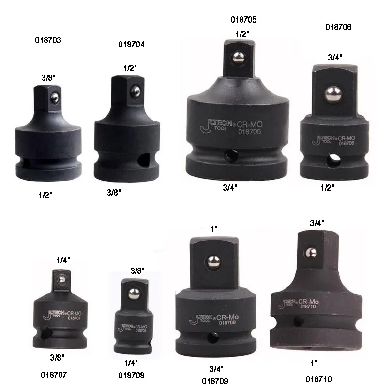 Jetech cr-mo impacto adaptador para conductor conversiones 1/2 3/8 3/4 1/4 1 pulgadas masculino a femenino adaptador llaves herramientas 1 sola pieza