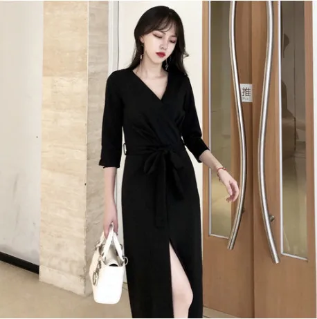 2018 плюс размер корейское женское платье Vestidos халат элегантная Сексуальная