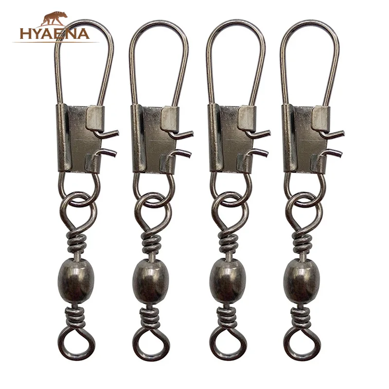 Hyaena 50 шт./лот баррель Вертлюги Блокировка оснастки рыболовные приманки снасти