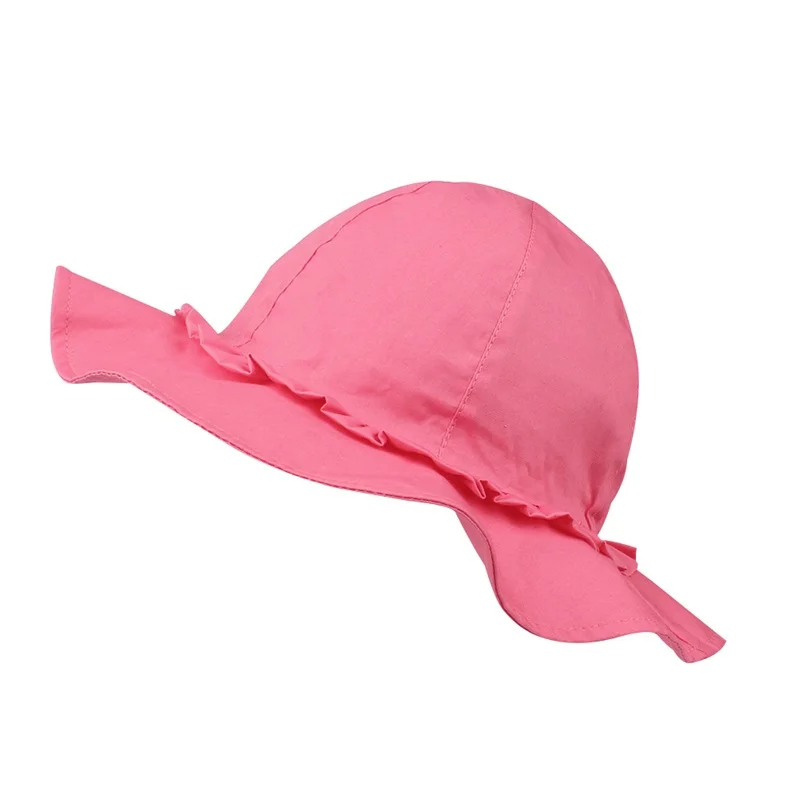Fashion Cotton Girls Hat Summer Panama Sun Cap For Girls Ruffles Lace Up Kids Hat Wide Brim Red Beach Hat Baby Girls Clothing (9)