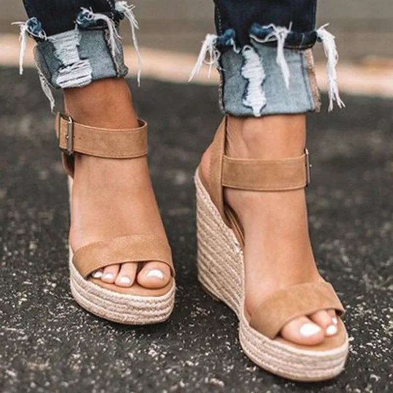 

2019 Fashion Women Gladiator Sandal Wedges Shoes Casual Woman Peep Toe Black Platform Sandals