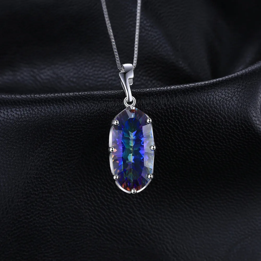 JewelryPalace 여성을위한  신비로운 푸른 무지개 석영  펜던트 목걸이 보석 초커 체인 없음