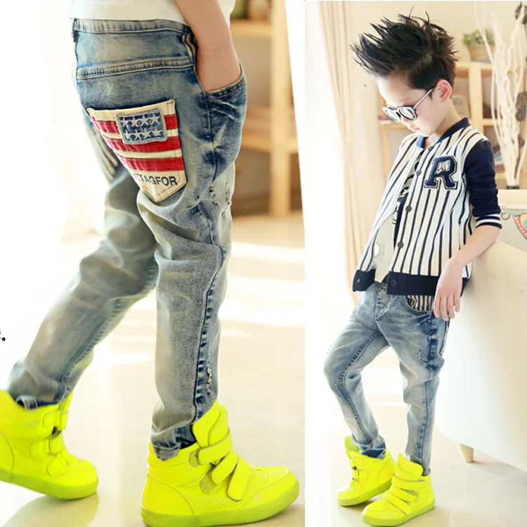 Весенние детские джинсы модные джинсы для мальчиков детские джинсы для мальчиков повседневные джинсовые штаны От 3 до 13 лет высокого качества для малышей
