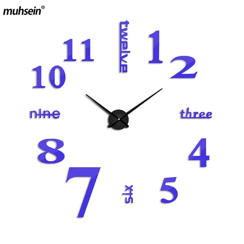 Модные кварцевые часы muhsein 2020 3d большие зеркальные настенные с наклейками декор