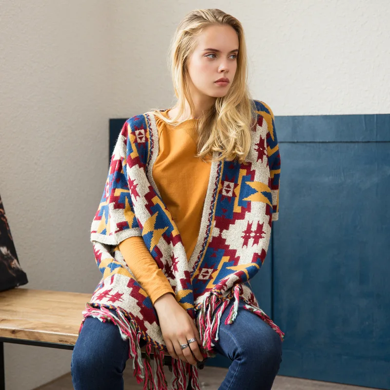 2018 women indie folk style long cardigans bohemian knit