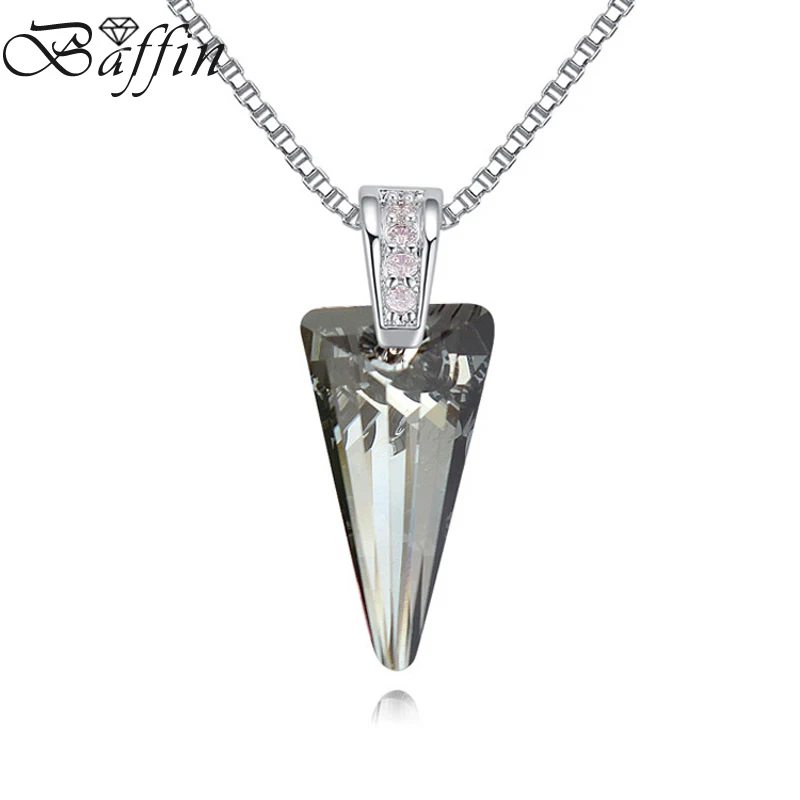 BAFFIN Спайк Кулон ожерелья с кристаллами от Swarovski для женщин вечерние лучшие подарки треугольник с австрийскими стразами Серебристые цвета ювелирные изделия - Окраска металла: Crystal Silver Night