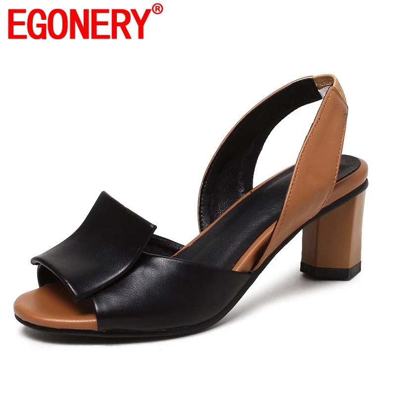 

EGONERY shoes woman 2019 spring new fashion open toe high strange style woman sandals outside black silver slip-on ladies shoes