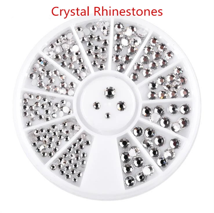 

Crystal Clear Glitter Rhinestones Nail Art Decoration Non hotfix Flatback Nail Rhinestones Strass in Wheel for DIY Nail Studs