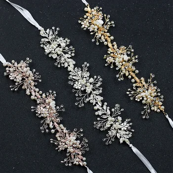 

Handmade Copper Wire Rose Gold Gold Crystals Rhinestones Flower Leaf Wedding Hair Vine Bridal Headpiece Hair Accessories