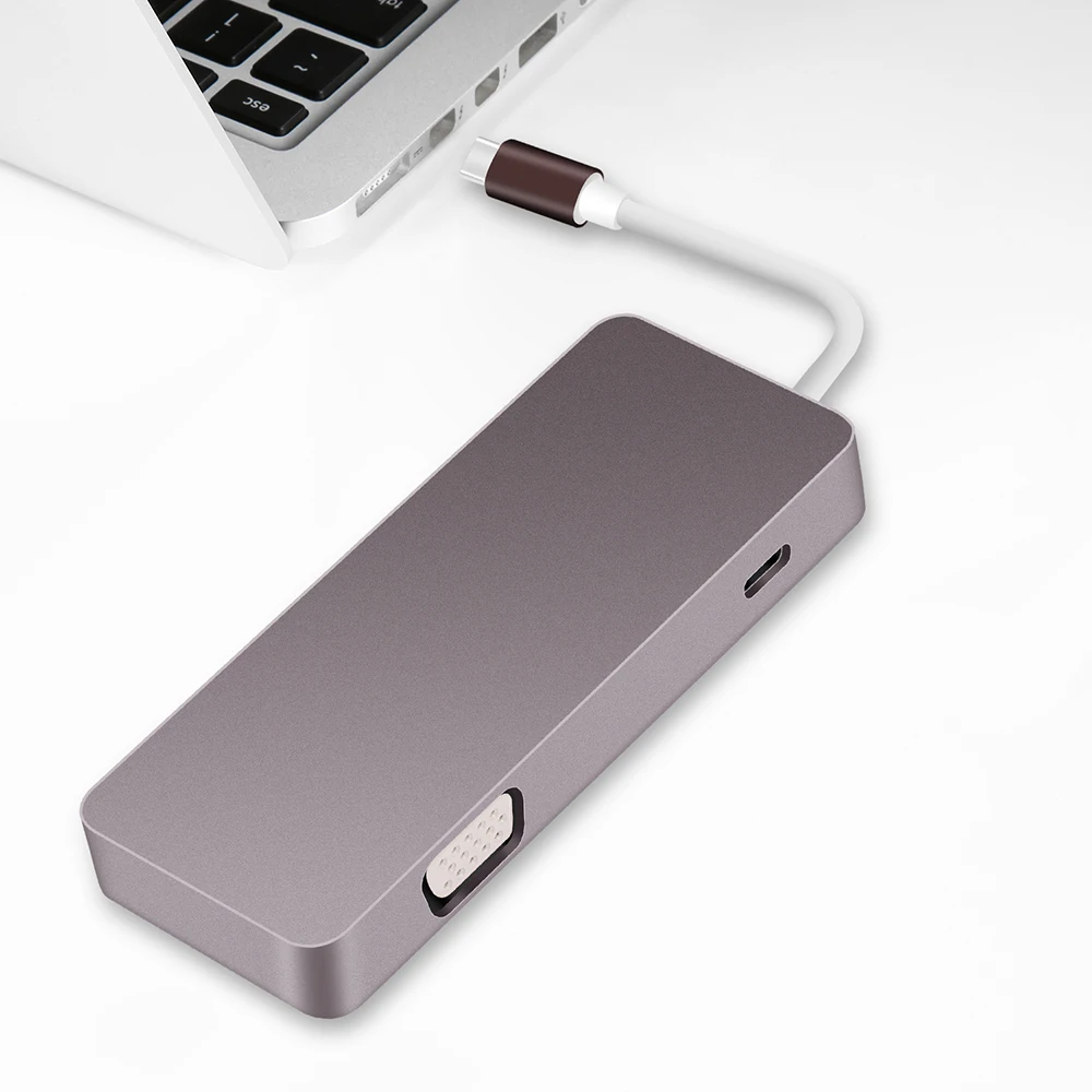 Arealer usb hub 5 в 1 Многофункциональный USB 3,0 Тип C концентратор с Мощность доставки USB 2,0/3,0 4 K * 2 K Высокое разрешение Выход и VGA Порты и разъёмы