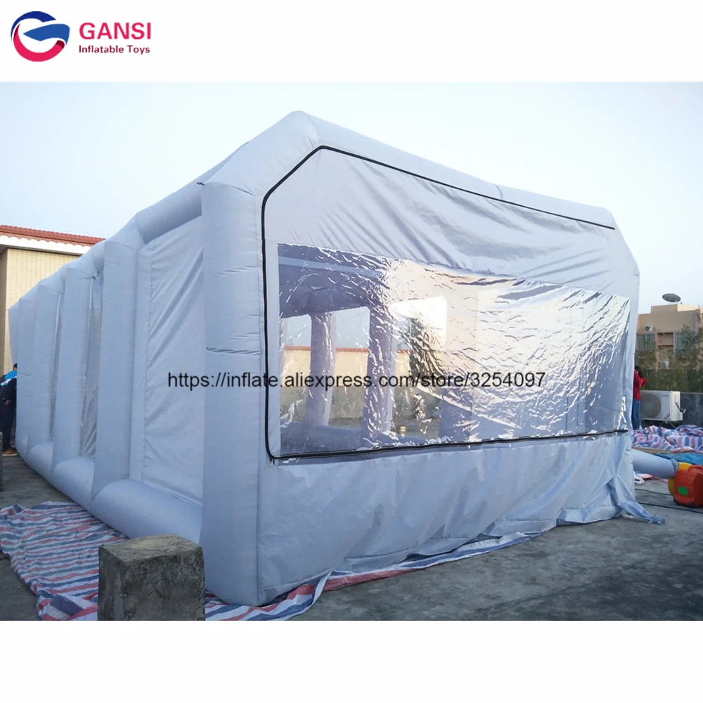 High quality inflatable paint booth 10*5*3.5m gray portable auto paint booth cheap inflatable spray booth with 2 air blowers